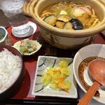 Washoku Mendokoro Sagami - 牛すじと揚げなすのカレー煮込定食　￥1510