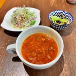 ラ ユウキ - ランチに付くスープ、サラダ、温野菜。