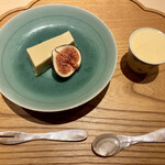 炎水 - 甘味：無花果 自家製バニラアイス 胡麻と和三盆の桃源餅