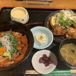 大漁奉市 - ごちゃ漁師丼と唐揚げ定食