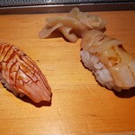 鮨の魚政 - サーモン(炙り)と帆立