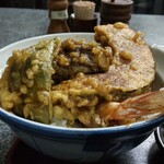 Asahiya - 天丼セット(そば 温・冷) 1000円、天丼になります