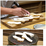 片折 - ◆「松茸」に切り目を入れて焼かれるのですが、この切り目がいい仕事を。笑