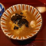 銀座 しのはら - 白子を乗せてフカヒレの餡掛けで