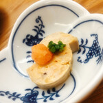 鮨おばな - 小樽の鮟肝のポン酢漬け。五日目。クリームチーズのような食感。ちょっとずつ舐めながら、日本酒と合わせます