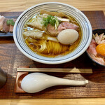 麺道 千鶏 - 特製中華そば@1,250円&チャーシューご飯@350円