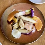中華料理 信悦 - ランチコース海老と旬菜の塩炒め
