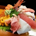 寿し処内海 仁川店 - 海鮮丼（反対側もあふれています）