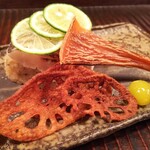 京天神 野口 - ●押し寿司、カマス、ばちこ、蓮根チップ