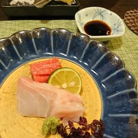 てんぷら天英 - お造り 大間の本マグロ、ハタ
