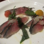 オステリア・オリエーラ - 瞬間くんせいしたサバのマリネ　ウイキョウのグラニタと　1,300円