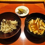 御料理 樋渡 - 秋田舞茸の土鍋ご飯、味噌汁、香の物