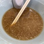 ラーメン もっけだの - ラーメン普通ニンニクマシマシヤサイマシマシ+味玉のスープ
