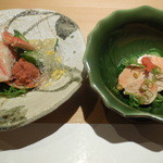 寿司栄 華やぎ - コウバコガニとアンキモ
