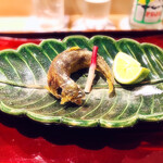 銀座 しのはら - ◎ 子持ち鮎の唐揚げ…かぼすを絞って　