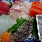 イオンモール - お刺身盛り合わせ(980円＋税が、値下げ価格で380円＋税)