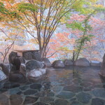 ホテル湯西川 - 露天岩風呂の雰囲気が良い