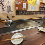 京祇園ねぎ焼 粉 - 目の前の焼き台