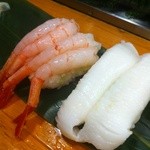 魚がし寿司 - えんがわと甘エビ：一貫100円