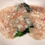 中国料理 桃李 - 青菜の湯引き蟹肉あんかけ