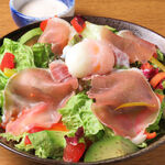 Caesar salad with Prosciutto and cheese