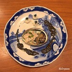 千陽 - 活鮑の薄造り 肝ソース