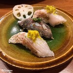 千陽 - ノドグロのにぎりと鯵のにぎり