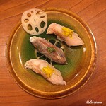 千陽 - ノドグロのにぎりと鯵のにぎり