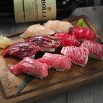 Luxurious meat Sushi platter