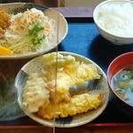 Machikadoya - カキフライ天麩羅定食です➰カキフライ美味しかったです➰(o^∀^o)