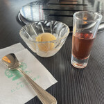 みかげ館 - デザートの柚子シャーベット！と食後の葡萄酢！
