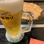 月島もんじゃ　千寿 - 生ビールおかわり！