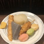 おかめ - 竹輪、大根、こんにゃく、イカゲソ天、３色団子