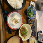 むさし乃 - サバ定食＋納豆　ごはん少なめ