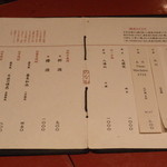 玄蕎麦 野中 - お酒お品書き