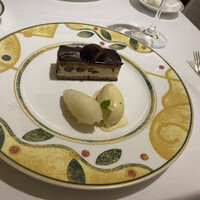 レストラン アラジン - 栗のケーキとアイスクリーム、洋梨のシャーベット