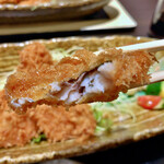 わらべ菜魚洞 - 黄金色のアジフライ（1298円）＋あら汁定食（605円）