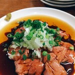 地鶏屋ごくう - 念願の低温調理のレバー刺し・・・あー♡この味！フワトロ！連れの２人も目を丸くして喜びます。