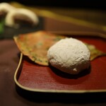 あいと電氣餅店 - 自前の柿の葉(秋)と電氣餅