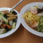 台湾料理 雪梅園 - ラーメンセット　冷し中華(夏期限定単品￥750)+中華飯を選択　￥980(税別)