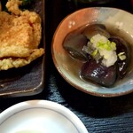 Misaki - 小鉢(切り干し大根、茄子の揚げびたし)と糠漬け