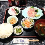 Katsugyoryouri Sakae - クエお造り定食＋カンパチ小鉢