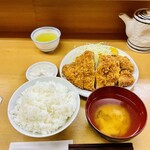 とんかつ山家 - ロースかつ大と牡蠣フライ