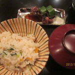 日本料理　百屋 - 海老芋ご飯と香の物