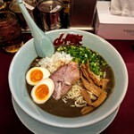 Ramen Yamaokaya - 鬼煮干しラーメン(味玉トピ)@860(JAFカード無料)