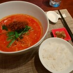 海鮮中国料理黄河 - 四川タンタンメンセット(白飯・ザーサイ付)