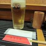 やきとり・ホルモン串　もりしん - いつもの生ビールからスタート