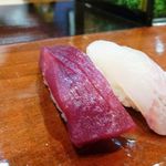 まさ庄 - 1575円のランチの「鮪」と「ひらめ」
