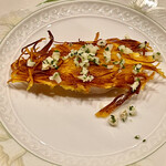 f - ひげ鱈と細切りポテトを焼き合わせてあります