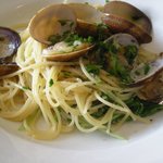 浅蜊と水菜のペペロンチーノ